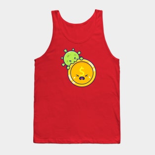 Cute virus with money cartoon 6 Tank Top